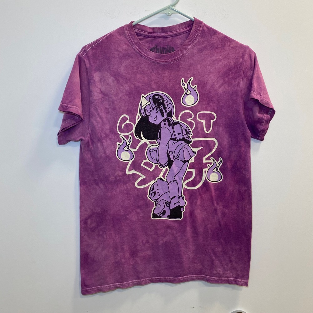 Shinya Unisex T-Shirt Small Purple Tie Dye Anime Girl Graphic Streetwear Tee